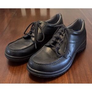 Dansko Mens 44 US 10.5 Black Leather Lace Up Shoes Slip Resistant Comfort Work